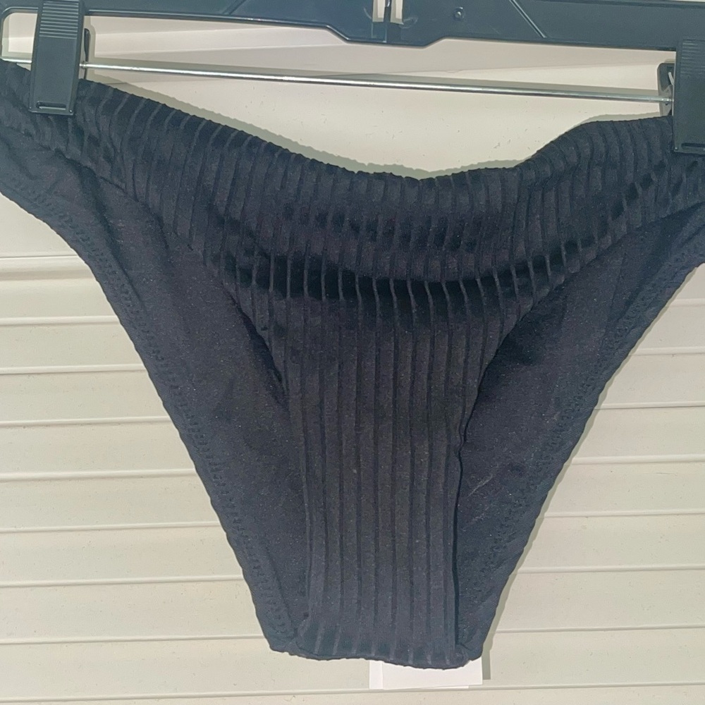 Rip Curl Black Ribbed Bikini Bottom